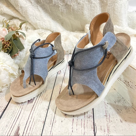 Muk Luks Shoes - Muk Luks pitch solo denim platform sandals New